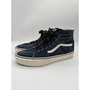 New Vans Sk8-Hi Tapered Sneakers High Top Blue Denim Embroidered Mens 10.5 US